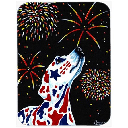 Carolines Treasures Carolines Treasures AMB1451LCB For Our Heros Fireworks Patriotic Dalmatian Glass Large Cutting Board AMB1451LCB